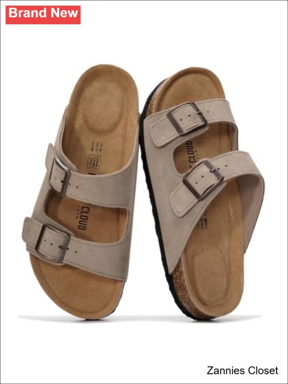 ✨ Genuine Leather Slide Sandals Memory Foam Cork Footbed Open Toe Comfort
